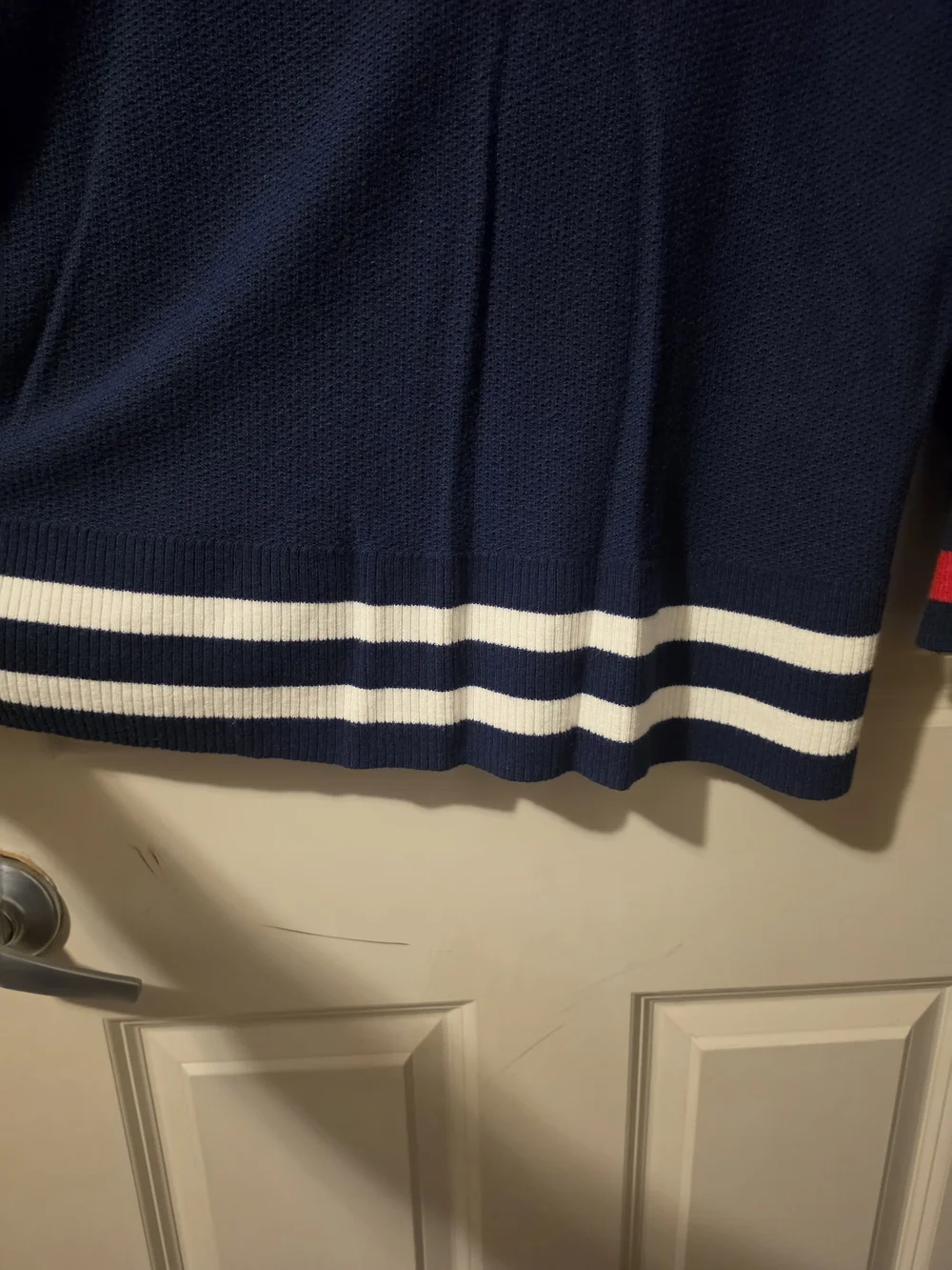 Champs Navy V-Neck Sweater with Red and White Trim 1x